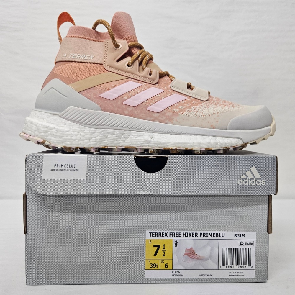 Adidas Terrex Free Hiker Primeblue Hiking Shoes FZ3129 Pink Tan Women's Size 7.5